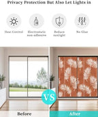 Window Privacy Film Frosted, Terracotta Botanical Static Cling Door Window Covering, Summer Palm Leaves Foliage Tropical UV Blocking Windows Film for Office, Hotel, Bedroom, 29.5 x 78.7 Inches - Image 6