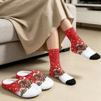 Jeiento Winter Fuzzy Slipper and Crew Socks for Women,Adult Slip-on Close Toe House Slipper,Flat Comfort home Slides - Image 3