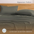 TOSMO Luxury Pillow Case Set of 2 - Cooling Viscose Derived from Bamboo, Oeko-TEX, Breathabl Silky Soft Pillow Cases with Envelope Closure (Standard, Charcoal) - Image 2