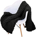 Chunky Knit Throw Blanket Chenille Yarn Soft Cozy Bulky Knitted Blanket for Sofa Bed Chair Large Hand Made Boho Home Decor Black 48x60 by Unknown