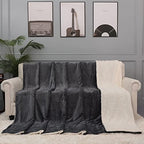 NANPIPER King Size Sherpa Blanket, Soft Fleece Throw for Bed, Reversible Thick Fuzzy Blanket for Winter (Grey, 90x108 inches) - Image 4