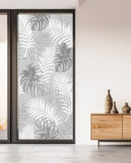 Window Privacy Film Frosted, Grey Palm Trees Tropical Non-Adhesive Static Cling Window Tint, Summer Beach Botanical Insulated Windows Frosted Films for Living Room, 35.4 x 78.7 Inches - Image 5