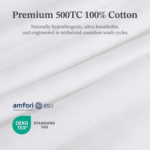 500TC 100% Cotton Pillow Protectors with Zipper Standard Size 6 Pack - Image 4