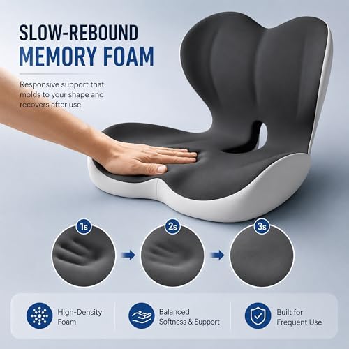 Ergonomic Truck Seat Cushion with Lumbar Support, Wide High-Density Memory Foam for Long Driving Comfort, Contoured Support for Semi Truck, Car & Office Chair - Image 5