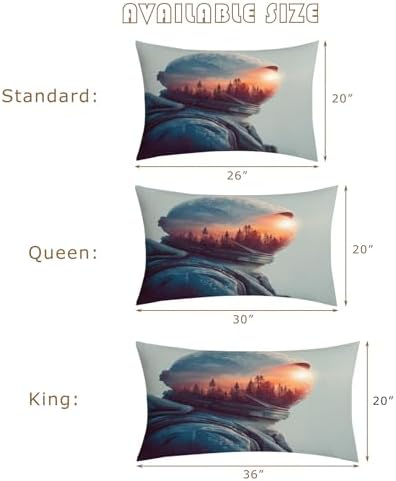 Astronaut Pillowcases King Size Set of 2 - Boys Sunset Forest Pillow Cases with Envelope Closure, Kids Sci Fi Decorative Pillow Covers for Bed Couch, Soft Breathable Microfiber - Image 7