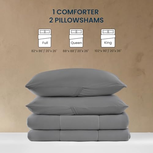 SLEEP ZONE King Size Comforter Set, Breathable Jersey Knit Soft Duvet Insert Set 3 Pieces Bedding Sets for Bedroom All Season, Gray - Image 7