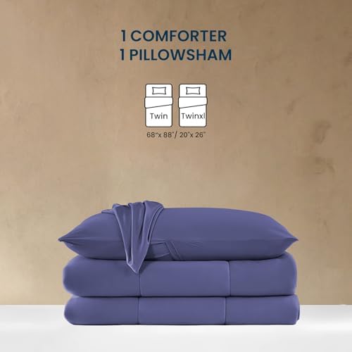 SLEEP ZONE Queen Size Comforter Set, Breathable Jersey Knit Soft Duvet Insert Set 3 Pieces Bedding Sets for Bedroom All Season, Navy - Image 5