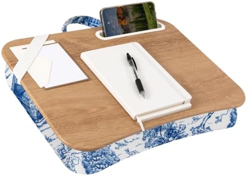 LAPGEAR Designer Lap Desk – Blue French Toile, 2-Pack with Storage Basket - Image 2