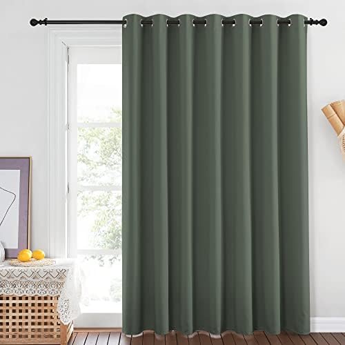 NICETOWN Blackout Sliding Door Curtains 84 inch Length - Grommet Thermal Curtain Room Darkening Sound Reducing Drape for Bedroom/Living Room (Dark Mallard, 1 Panel, W100 x L84) - Image 2