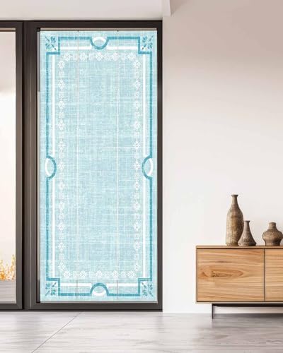 Window Privacy Film Frosted, Mint Green Botanical Non-Adhesive Static Cling Window Tint, Vintage Florals Geometric Minimalist Insulated Windows Frosted Films for Living Room, 35.4 x 78.7 Inches - Image 5