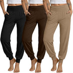 Ficerd 3 Pack Women's Joggers Loose Yoga Pants with Pockets by Ficerd
