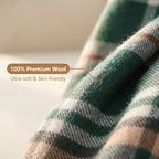 Pure Wool Plaid Throw Blanket,Super Soft Lightweight Home Decorative Throw - Image 2