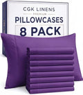 King Pillow Cases - 8 Pack Soft Pillowcase Covers - 20" x 40" (Purple) by CGKUnlimited