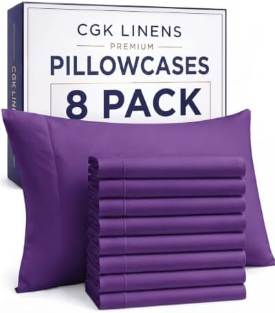 King Pillow Cases - 8 Pack Soft Pillowcase Covers - 20" x 40" (Purple) by CGKUnlimited