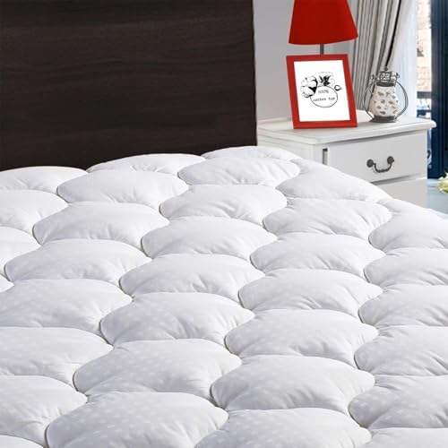 LEISURE TOWN Olympic Queen Mattress Pad Cover Mattress Topper Cotton Top Pillow Top with Snow Down Alternative Fill (8-21 Inch Fitted Deep Pocket) (66"X80") Super Queen by LEISURETOWN