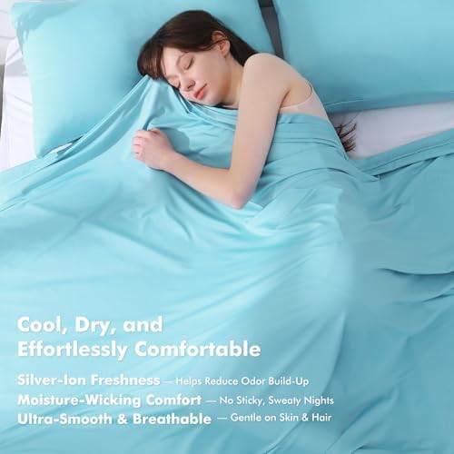 Elegear Silver-Infused Cooling Blanket for Hot Sleepers, Queen Size, Blue - Image 4