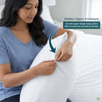 Waterproof Zippered Pillow Protector Covers - Set of 2, White Solid (24" X 16"), Breathable Soft Cotton Terry - Image 5