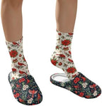 Jeiento Winter Fuzzy Slipper and Crew Socks for Women,Adult Slip-on Close Toe House Slipper,Flat Comfort home Slides - Image 4