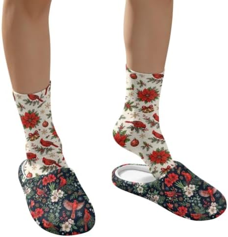Jeiento Winter Fuzzy Slipper and Crew Socks for Women,Adult Slip-on Close Toe House Slipper,Flat Comfort home Slides - Image 4