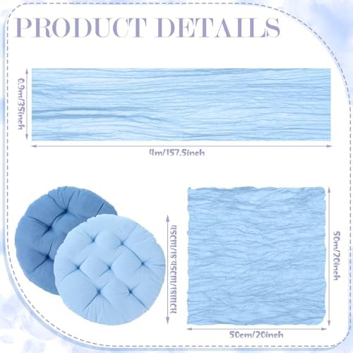 Beeveer Extra Large Outdoor Picnic Blanket with Table Runner Napkins and Floor Pillows Cushions for Picnic Party Camping Wedding Bachelorette Birthday Baby Shower Decor(71x91'',Blue,6 Set) - Image 6