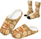 House Slipper and Socks Set for Women Warm Comfy Fuzzy Slipper with Crew Socks Plush Fuzzy Slippers for Indoor by Baxinh