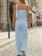 Trendy Queen Womens 2 Piece Lounge Set Summer Camisole Top & Wide Leg Pants - Image 4
