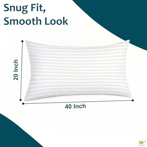 Pillow Cases - Set of 2, Light Grey Stripe King (20" X 40") - Pillow Covers Made of 100% Cotton - 300 Thread Count Super Soft and Breathable Sateen Weave Pillowcases. - Image 4