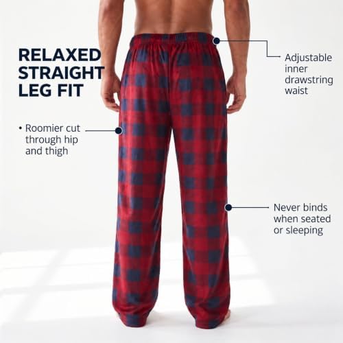 DOCKERS Fleece Pajama Pants for Men, 2 Pack Lounge Sleepwear with Pockets - Image 4