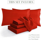 Elegant Comfort Luxury Soft 1500 Premium Hotel Quality Microfiber Wrinkle and Fade Resistant Cozy 6-Piece Bedding Set, Easy All Around Elastic Fitted Sheet, Deep Pocket, Queen, Red - Image 4