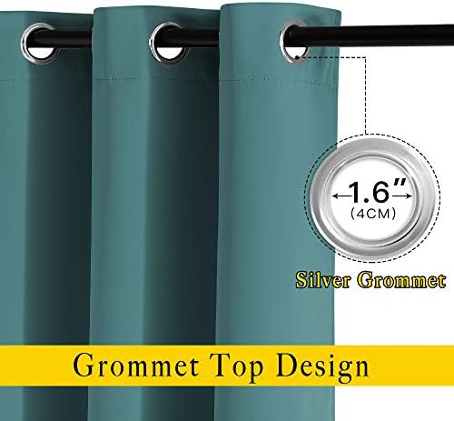NICETOWN Sea Teal Blackout Doorway Curtains 80 inch Length 2 Panels, Grommet Light Reducing Thermal Insulated Privacy Door Curtains Window Treatments for Bedroom, W46 x L80 - Image 2