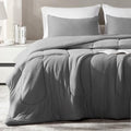 SLEEP ZONE Queen Size Comforter Set, Breathable Jersey Knit Soft Duvet Insert Set 3 Pieces Bedding Sets for Bedroom All Season, Gray by SLEEPZONELIFE