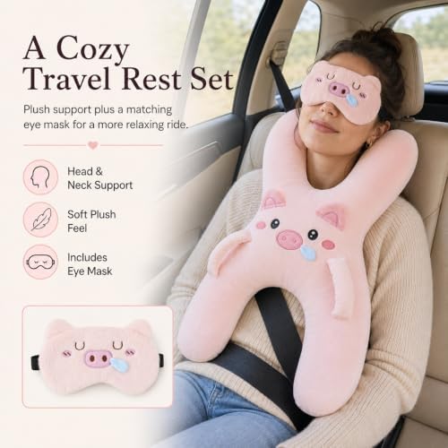 Cozy Travel Pillow with Sleep Mask, H-Shaped Car Neck & Back Support，#G - Image 5