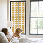 Window Privacy Film Frosted, Yellow Boho Static Cling Door Window Covering, Middle Century Geometric Abstract Art UV Blocking Windows Film for Office, Hotel, Bedroom, 29.5 x 78.7 Inches - Image 2
