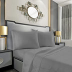 Mocassi Full Sheet Set - Luxury Hotel 1800 Premier Bedding Sheets & Pillowcases - Ultra Soft Breathable & Cooling Bed Sheets - Deep Pocket - Wrinkle Resistant - 4 Piece Set - Full, Gray - Image 2