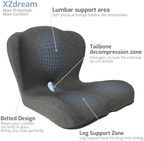 Memory Foam Seat Cushion,Office Chair Cushion with Lumbar Support for Back Pressure Relief, Car Seat Cushion with Adjustable Strap,Sciatica Pad Cushions for Car,Truck, Desk,Gaming Chair - Image 4