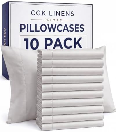 King Pillow Cases - 10 Pack Pillowcase Covers - 20" x 40" (French Grey) by CGKUnlimited