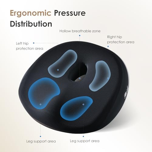Upgrade Large Car Seat Cushion and Lumbar Support Pillow, Ergonomic Memory Foam Driving Seat Cushion for Back & Sciatica Pain Relief, Non-Slip Washable Seat Cushion for Car, Driver, Office-Black - Image 5