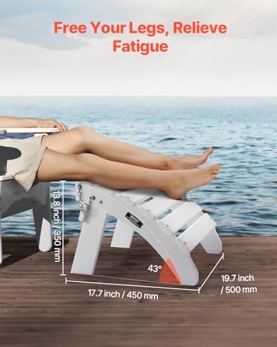 VEVOR Adirondack Ottoman, 17.7L x 19.7W x 13.8H Inch HDPE Plastic Folding Adirondack Ottoman, Weather-Resistant Foot Rest for Adirondack Chair, Widely Used for Outside Porch Pool Lawn Backyard, White - Image 5