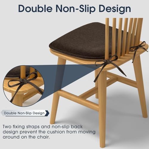 TushGuard Chair Cushions, 4 Pack Memory Foam Chair Pads, Brown - Image 4