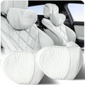 Car Neck Pillow, Memory Foam Headrest Support with Soft Nappa Leather-Feel Cover and Adjustable Strap for Driving, 2 Pack, Grey by PeteStitch