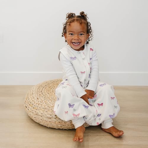 Woolino 4 Season Baby Sleep Bag with legs opening, Merino Wool and Organic Cotton, 6-18m, Butterfly - Image 2