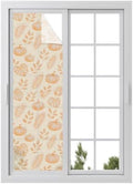 Window Privacy Film Frosted, Orange Pumpkins Fall Reusable Static Cling Window Tints, Thanksgiving Tropical Palm Rustic Heat Control Windows Films for Offices, Balcony, 29.5 x 118 Inches by Unknown