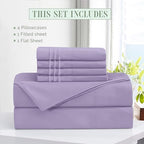Elegant Comfort Luxury Soft 6-Piece 1500 Premium Hotel Quality Bed Sheet Set with Extra Deep Pockets 18-24 Inch, Wrinkle Free, Storage Pockets, Extra Deep Pocket 6PC Sheets, Full, Lavender - Image 3
