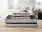 Elegant Comfort 4-Piece Solid Smart Sheet Set-Deep Pocket Fitted Sheet with Side Storage Pockets-Silky Soft 1500 Thread Count Egyptian Quality Microfiber, Wrinkle and Fade Resistant, King, Gray - Image 4