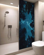 Window Privacy Film Frosted, Night Sky Static Cling Door Window Covering, Blue Natural Forest Trees Star River Scenery UV Blocking Windows Film for Office, Hotel, Bedroom, 29.5 x 78.7 Inches - Image 3