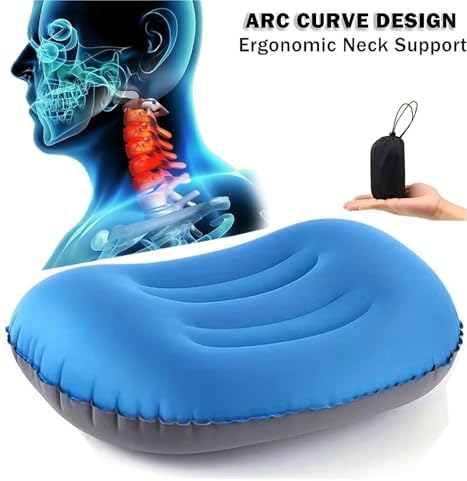 Travel Pillow with Ultralight Inflatable for Neck Lumbar Support Upgrade Backpacking(Blue) - Image 2