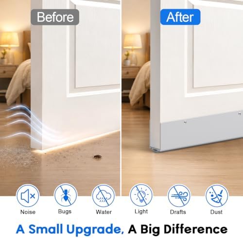 1-3/4'' x 36'' Aluminum Under Door Seal, Door Draft Stopper with Neoprene Rubber Insert, U-Shape Door Sweep to Block Cold Air, Dust, Pests, Rodent Proof for Interior/Exterior Doors (Silver - Image 4