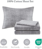 Madison Park Essentials Full Comforter Set, Bed in a Bag, Watercolor Print Coastal Comforter & Chambray Cotton Sheet Set, All Season Bedding Set, Saben, Black Full (78 in x 86 in) 9 Piece - Image 3