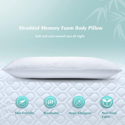 Rainmr Extra Firm Body Pillow 1.5cm Cubies Memory Foam – Pain Relief & Sleeping & Supportive – with Cooling Cover Hug Pillows 20 x 54 inches - Image 4