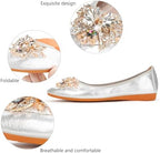 KUNWFNIX Women Ballet Flats Rhinestone Wedding Ballerina Shoes Foldable Sparkly Comfort Slip on Flat Shoes - Image 4